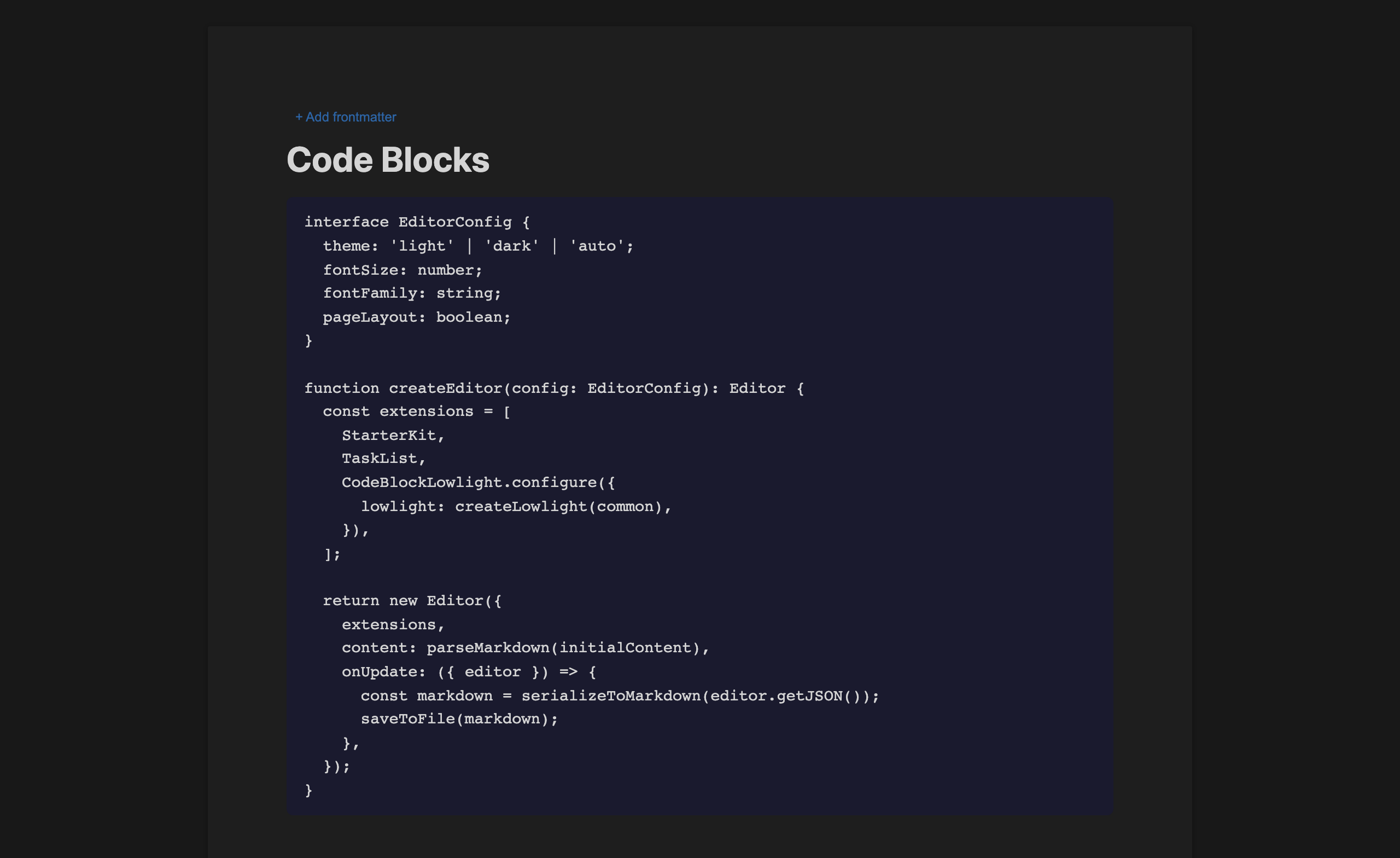 Code block with syntax highlighting and language label